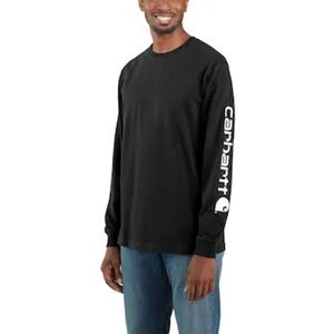 Carhartt black long sleeve t shirt with sleeve logo men’s size large tall